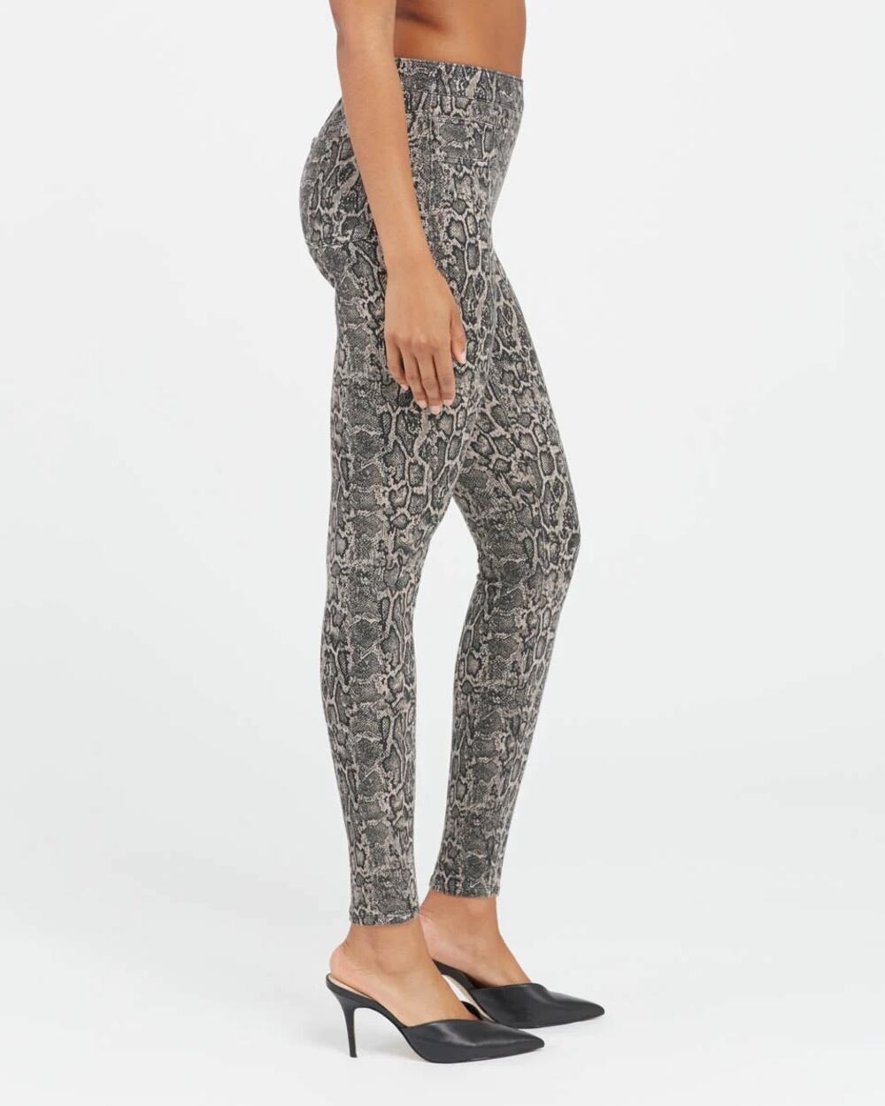 Spanx Womens Jean-ish Ankle Slim Leggings Taupe Snakeskin XL